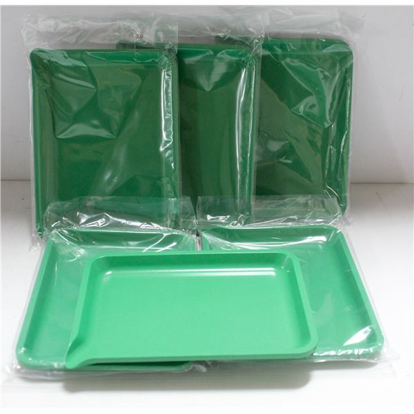 NEW 6PK  8" PLASTIC ROLLING TRAYS- GREEN