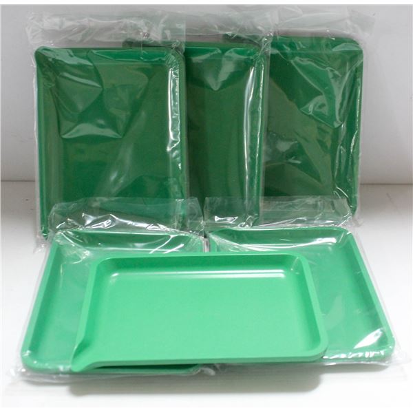 NEW 6PK  8" PLASTIC ROLLING TRAYS- GREEN