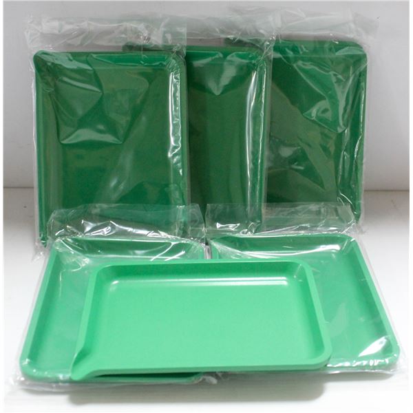 NEW 6PK  8" PLASTIC ROLLING TRAYS- GREEN