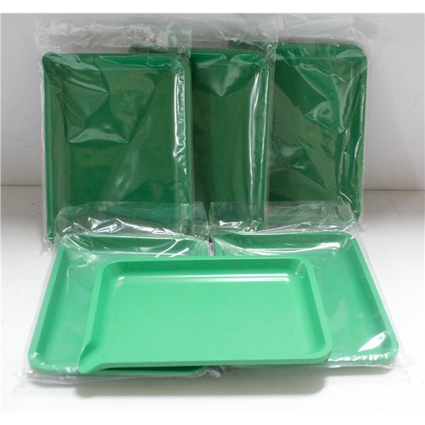 NEW 6PK  8" PLASTIC ROLLING TRAYS- GREEN