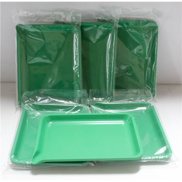 NEW 6PK  8" PLASTIC ROLLING TRAYS- GREEN
