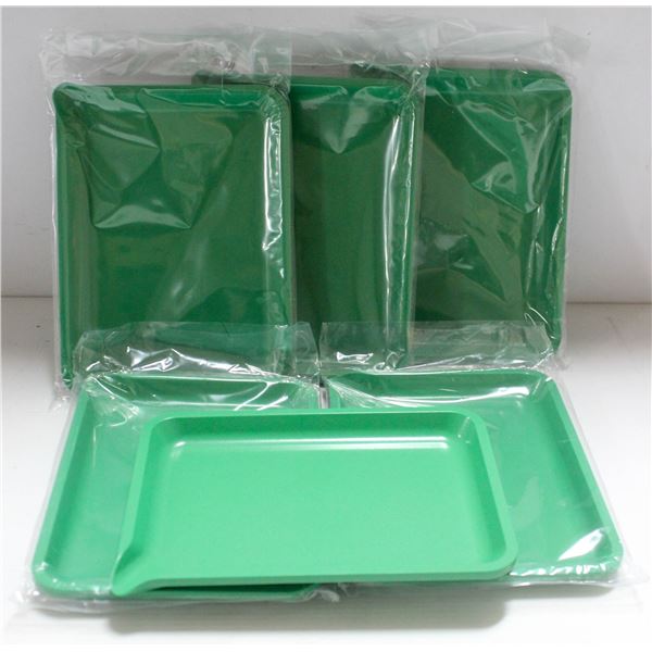 NEW 6PK  8" PLASTIC ROLLING TRAYS- GREEN