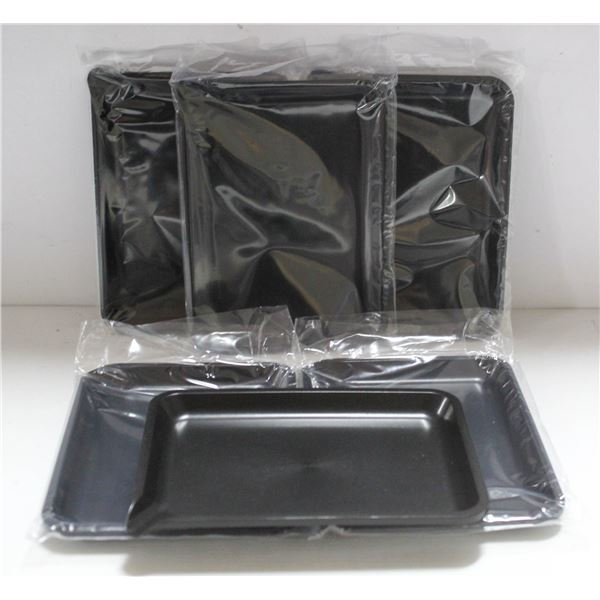 NEW 6PK  8" PLASTIC ROLLING TRAYS- BLACK