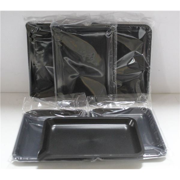 NEW 6PK  8" PLASTIC ROLLING TRAYS- BLACK