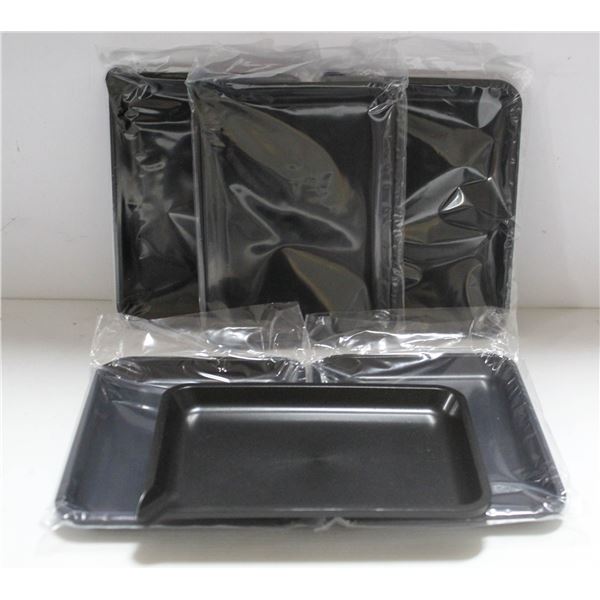 NEW 6PK  8" PLASTIC ROLLING TRAYS- BLACK