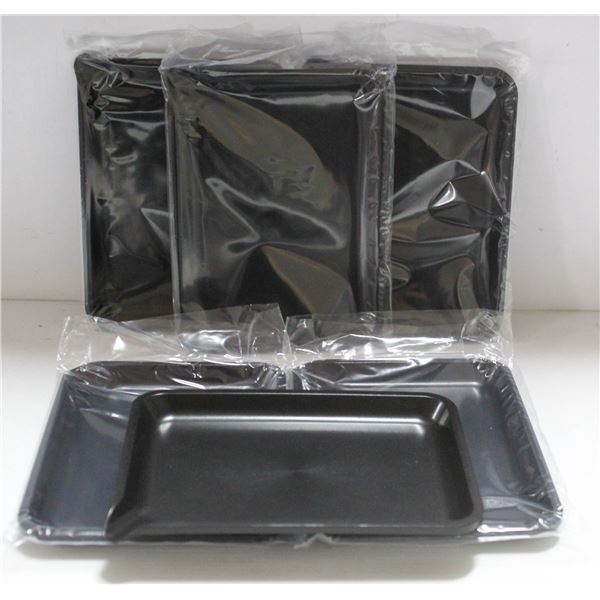 NEW 6PK  8" PLASTIC ROLLING TRAYS- BLACK