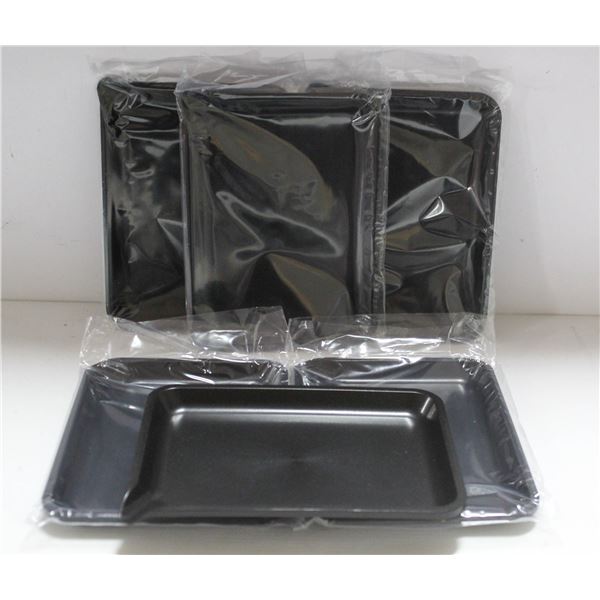 NEW 6PK  8" PLASTIC ROLLING TRAYS- BLACK