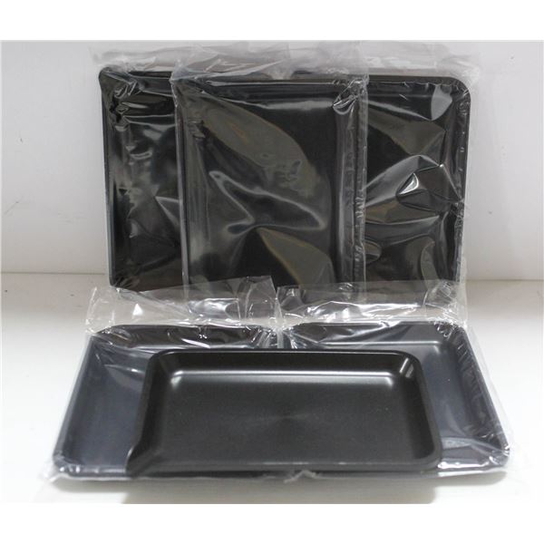 NEW 6PK  8" PLASTIC ROLLING TRAYS- BLACK