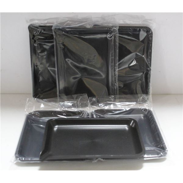 NEW 6PK  8" PLASTIC ROLLING TRAYS- BLACK