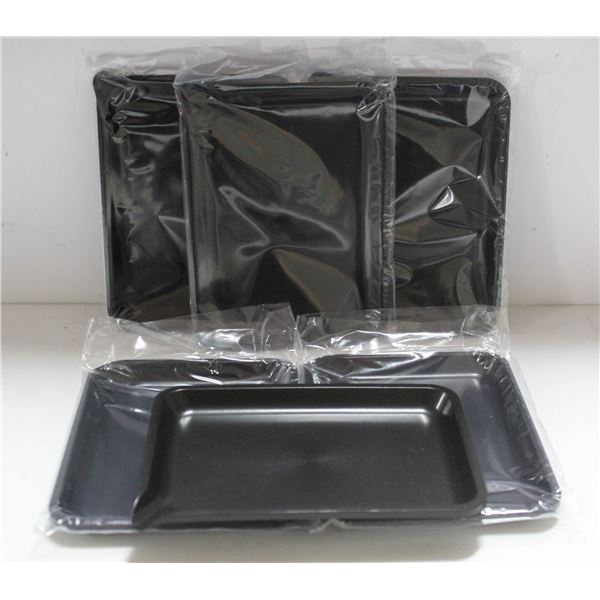 NEW 6PK  8" PLASTIC ROLLING TRAYS- BLACK