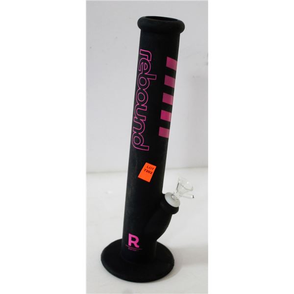 NEW 14" REBOUND SILICONE STRAIGHT TUBE BONG; BLACK