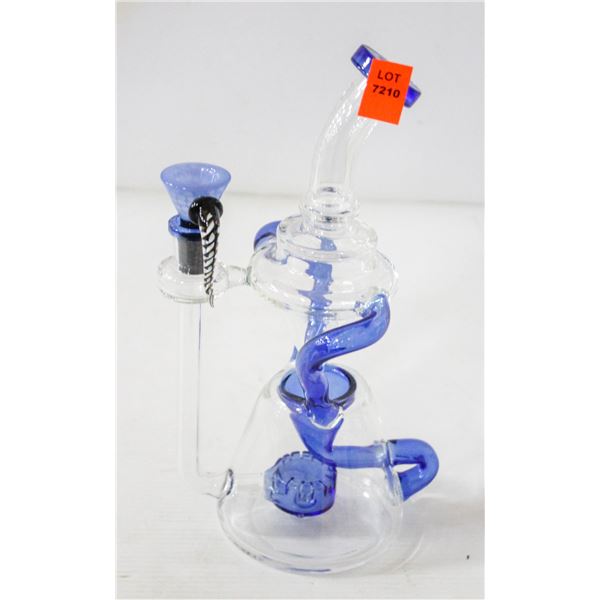 NEW 9.5" CLEAR/ BLUE GLASS PERC BONG