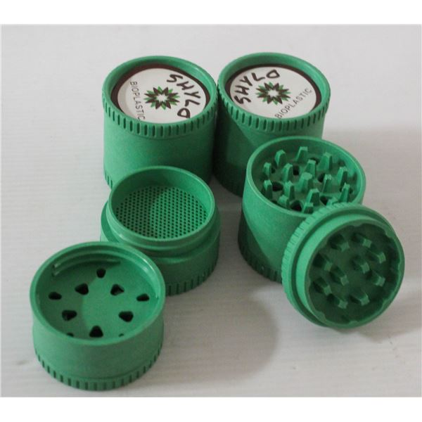 NEW 4PK SHYLO BIOPLASTIC TWIST HERB GRINDERS-GREEN