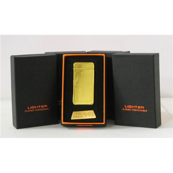 5PK OF USB LIGHTERS; GOLD