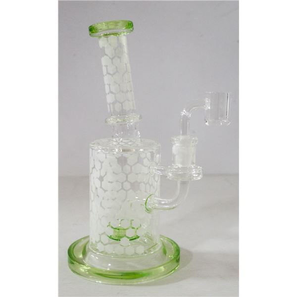 NEW 8.5" CLEAR/ GREEN/ WHITE HONEYCOMB PERC BONG