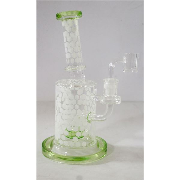 NEW 8.5" CLEAR/ GREEN/ WHITE HONEYCOMB PERC BONG
