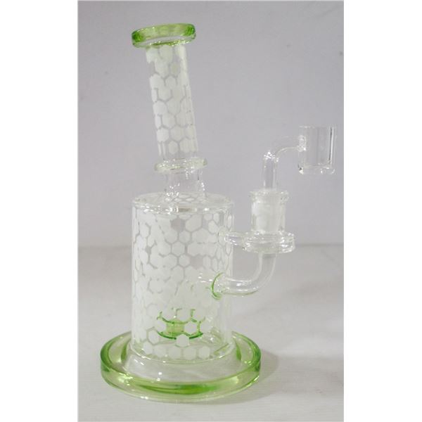 NEW 8.5" CLEAR/ GREEN/ WHITE HONEYCOMB PERC BONG
