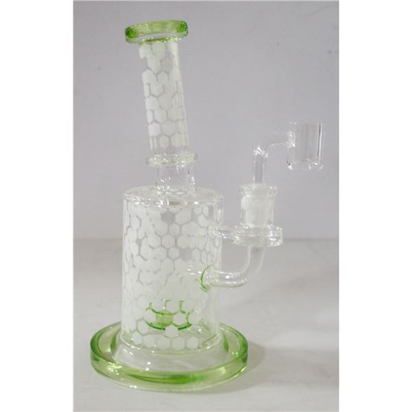 NEW 8.5" CLEAR/ GREEN/ WHITE HONEYCOMB PERC BONG