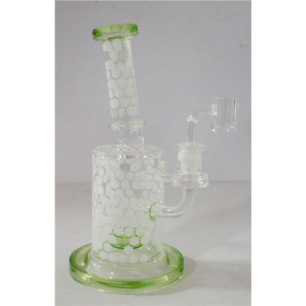 NEW 8.5" CLEAR/ GREEN/ WHITE HONEYCOMB PERC BONG