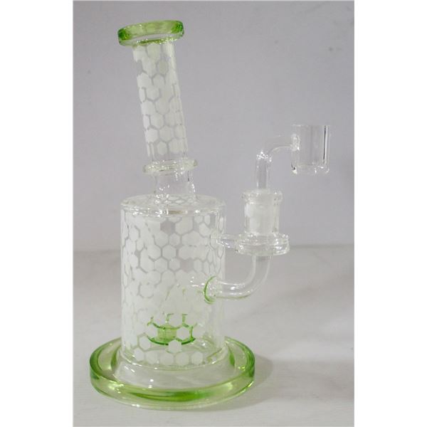 NEW 8.5" CLEAR/ GREEN/ WHITE HONEYCOMB PERC BONG