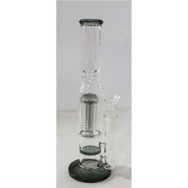 11" NEW BONG WITH PERCS CLEAR AND SMOKEY GREY