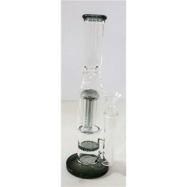 11" NEW BONG WITH PERCS CLEAR AND SMOKEY GREY