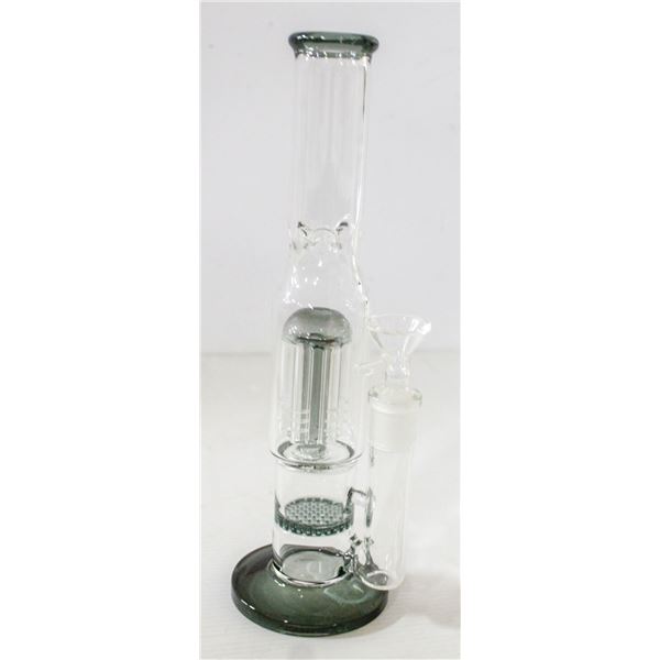 11" NEW BONG WITH PERCS CLEAR AND SMOKEY GREY