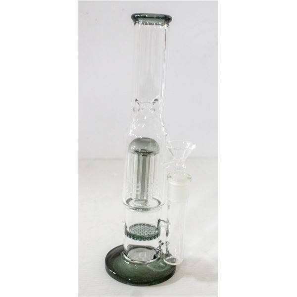 11" NEW BONG WITH PERCS CLEAR AND SMOKEY GREY