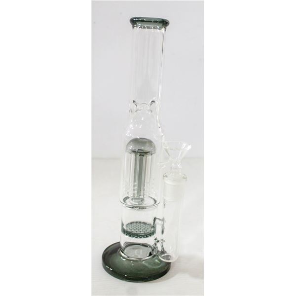 11" NEW BONG WITH PERCS CLEAR AND SMOKEY GREY