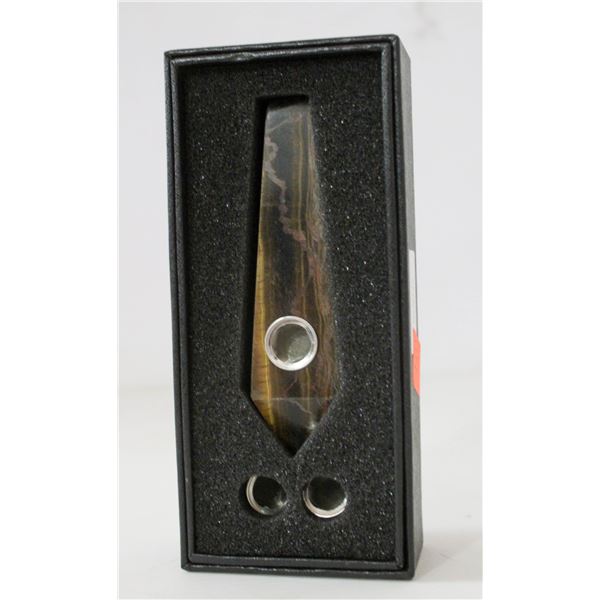 STONE PIPE W/ SCREENS; TIGER EYE STONE