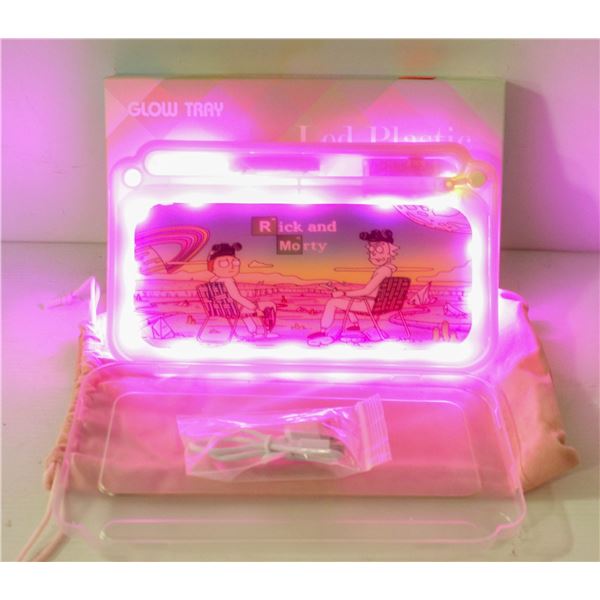 NEW PINK GLOW TRAY; LED PLASTIC ROLLING TRAY- 7