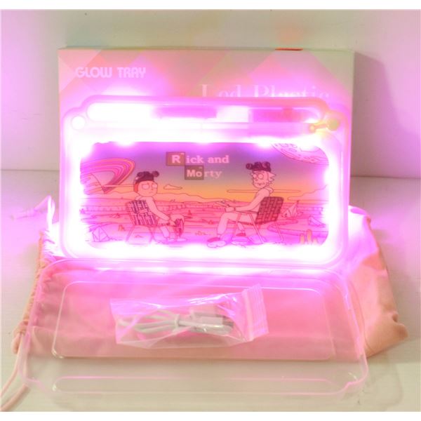 NEW PINK GLOW TRAY; LED PLASTIC ROLLING TRAY- 7