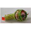 Image 1 : NEW 5" MONSTER FACE GLASS PIPE; GREEN/ YELLOW W/