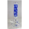 Image 1 : NEW 14" CLEAR BLUE LEAF ETCHED BEAKER BONG