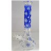 Image 1 : NEW 14" CLEAR BLUE LEAF ETCHED BEAKER BONG