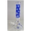 Image 1 : NEW 14" CLEAR BLUE LEAF ETCHED BEAKER BONG