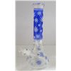 Image 1 : NEW 14" CLEAR BLUE LEAF ETCHED BEAKER BONG