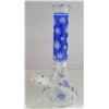 Image 1 : NEW 14" CLEAR BLUE LEAF ETCHED BEAKER BONG