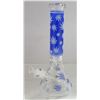 Image 1 : NEW 14" CLEAR BLUE LEAF ETCHED BEAKER BONG