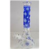 Image 1 : NEW 14" CLEAR BLUE LEAF ETCHED BEAKER BONG