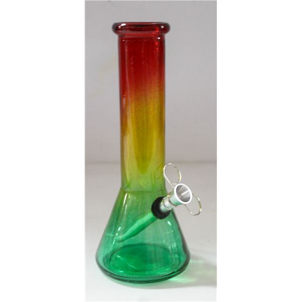 8" GLASS BEAKER BONG 5MM THICK RASTA