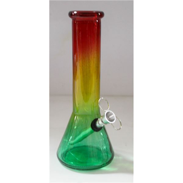 8" GLASS BEAKER BONG 5MM THICK RASTA
