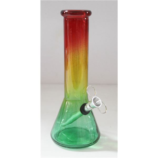 8" GLASS BEAKER BONG 5MM THICK RASTA
