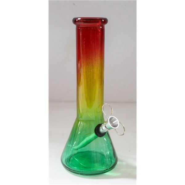8" GLASS BEAKER BONG 5MM THICK RASTA