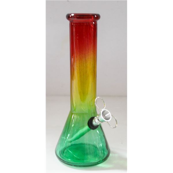 8" GLASS BEAKER BONG 5MM THICK RASTA