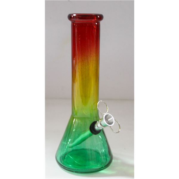 8" GLASS BEAKER BONG 5MM THICK RASTA
