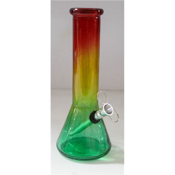 8" GLASS BEAKER BONG 5MM THICK RASTA