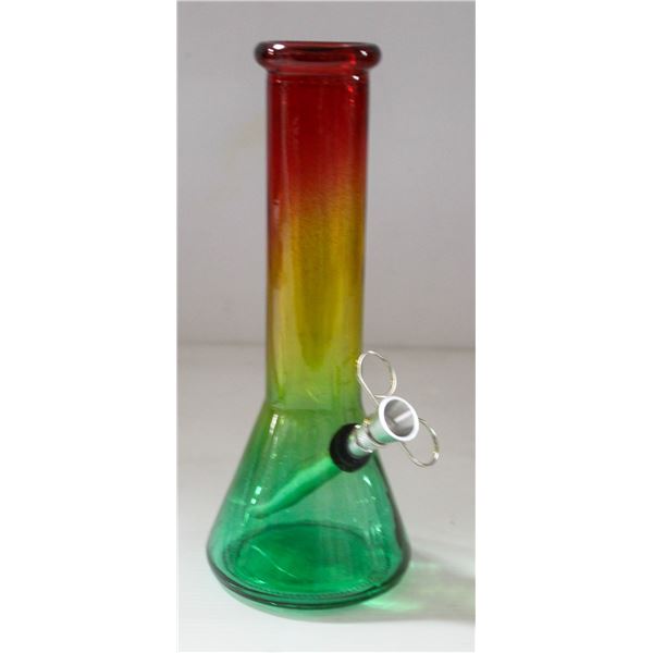 8" GLASS BEAKER BONG 5MM THICK RASTA