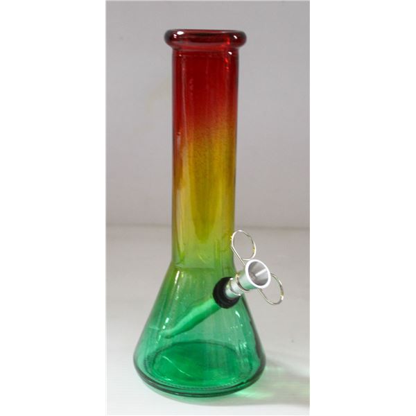 8" GLASS BEAKER BONG 5MM THICK RASTA