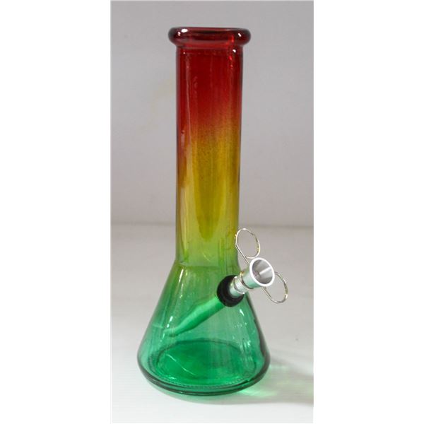 8" GLASS BEAKER BONG 5MM THICK RASTA